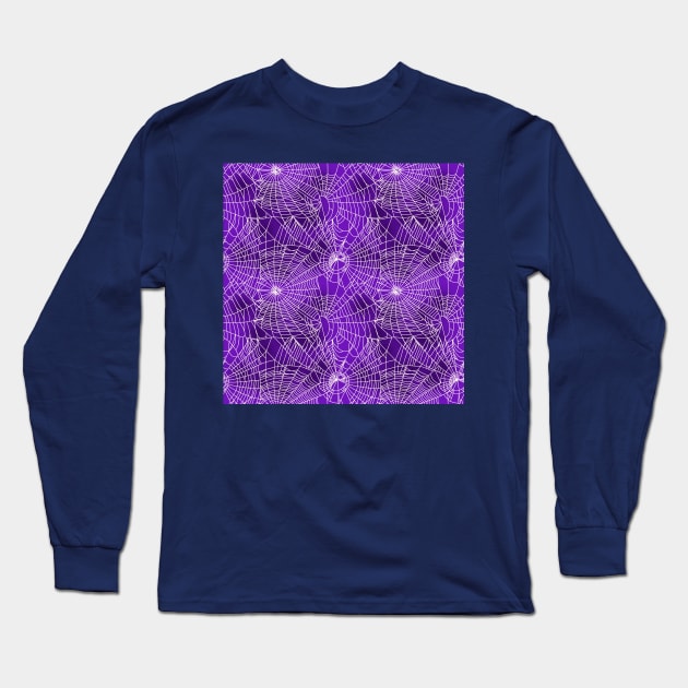 Spider Webs Blue Violet Long Sleeve T-Shirt by sandpaperdaisy